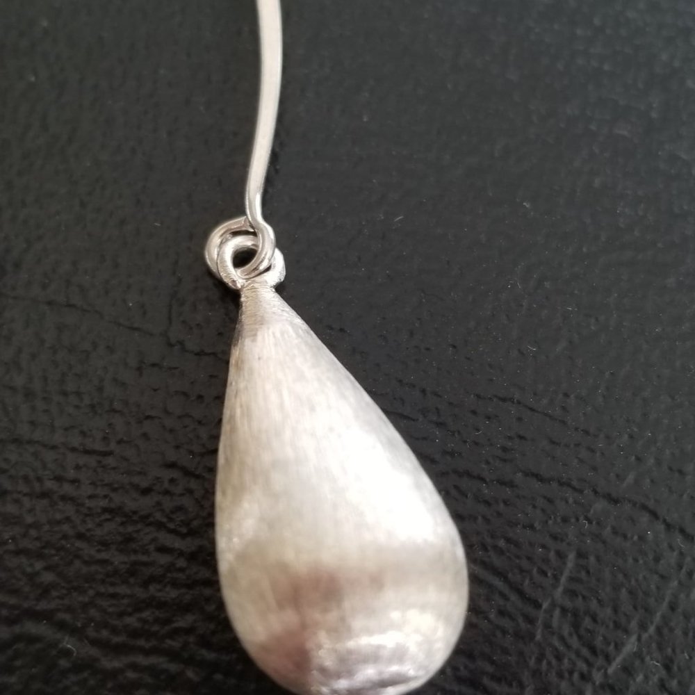 Solid 925 Sterling Silver Wire Dangle Drop Brushe… - image 2